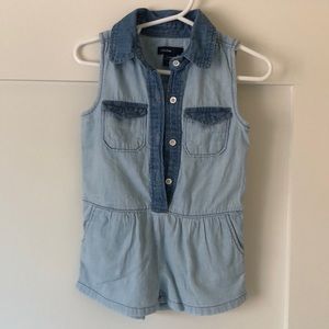 Baby Gap chambray denim romper with collar